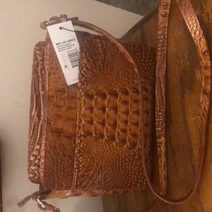 BRAHMIN NWT RED GOLD BRONZE LEATHER CROSSBODY BAG